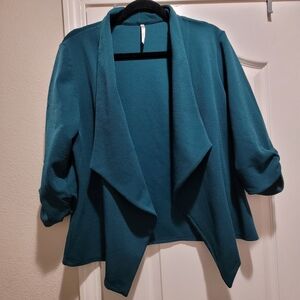MOA Teal Open-Front Draped Cardigan / Jacket EUC